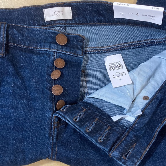 LOFT Outlet NWT Indigo Boyfriend Button-Fly Jeans - Picture 4 of 6